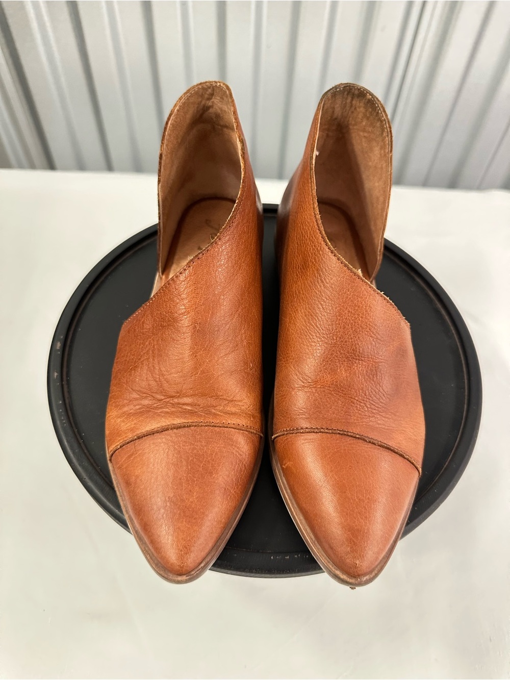 Free People Royale Leather d'Orsay Cutout Flats Tan Size 35.5 US 5.5